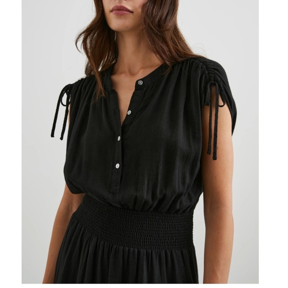 Rails Samina Mini Linen Blend Dress Black Size XS - Picture 3 of 13